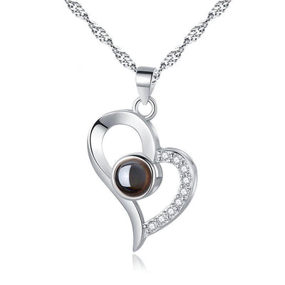925 silver heart necklace with picture in the stone