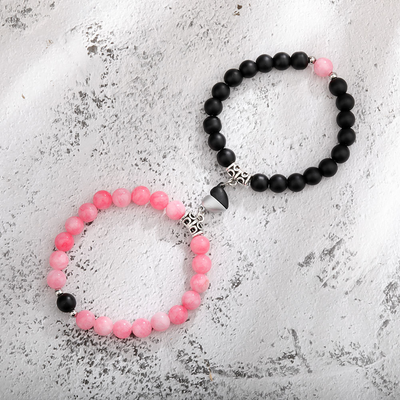 Couple bracelets with heart magnet